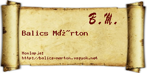 Balics Márton névjegykártya
